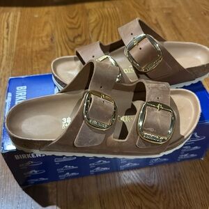 Birkenstock Arizona big buckle brown cognac